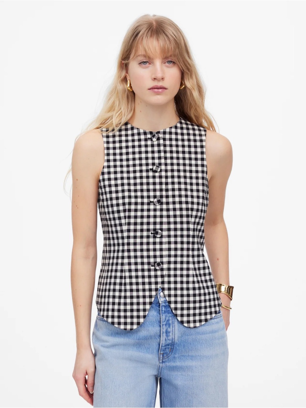 Madewell single breasted crewneck vest